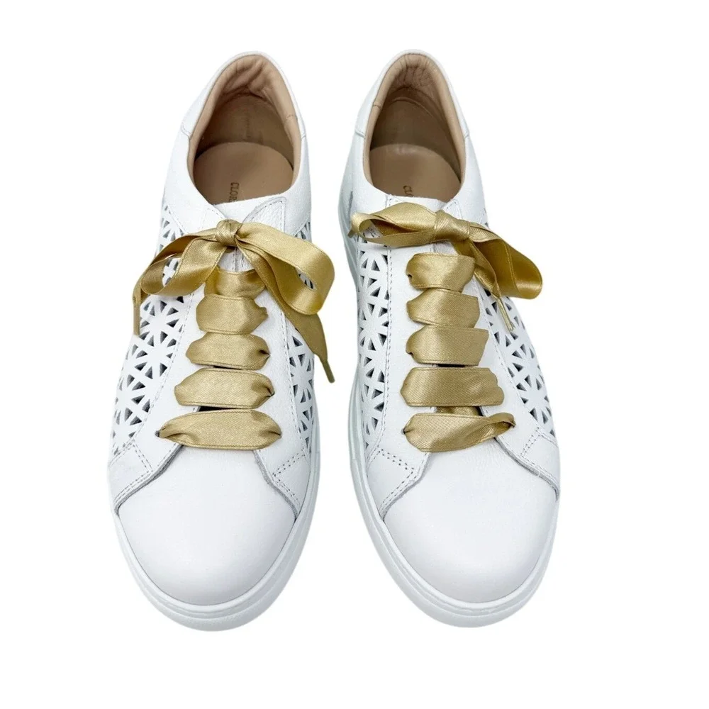 Clorinda Antinori The Zoe‎ Viking Bianco Leather Cutout Sneaker 38 (US 8)